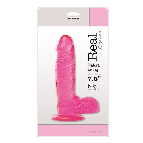 Dildo żelowe realistyczne z przyssawką różowe 19 cm